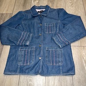 Women's Denim & Co Size Small 100% Soft Cotton Denim Blue Lined Jacket